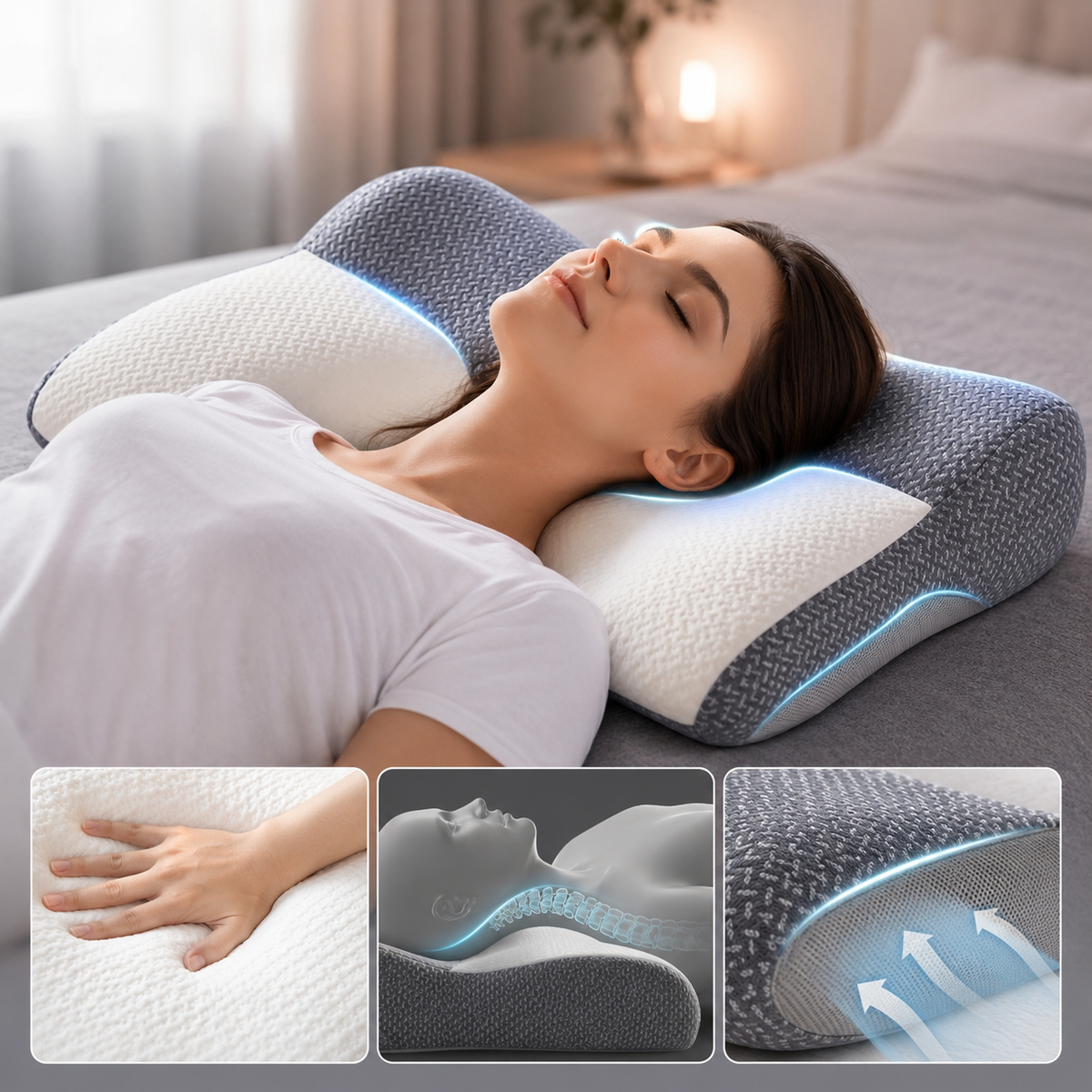 Almohada de apoyo cervical viscoelástica