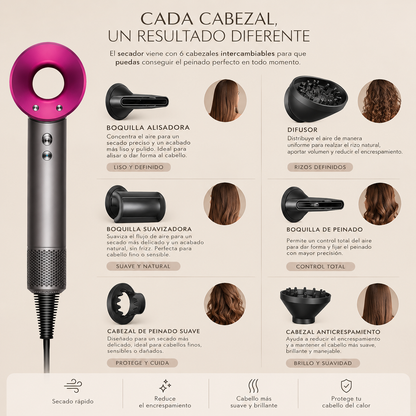 Secador de pelo profesional con cabezales imantados